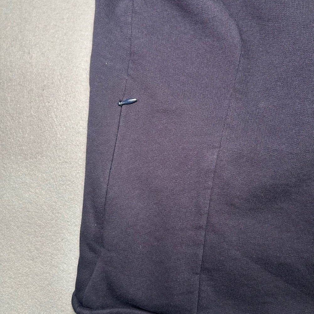 Saint + Sofia Jacket Womens 12 Navy Blue Striped Asymmetrical Organic Cotton Zip - Picture 9 of 9